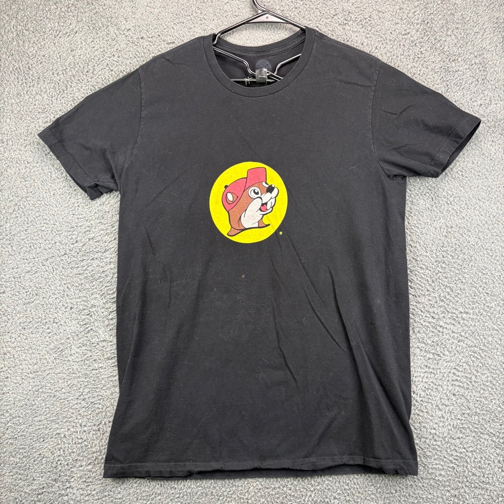 Buc-ees Mens Large Black Graphic T-Shirt Peace Love Buc-ees Beaver Logo Cotton
